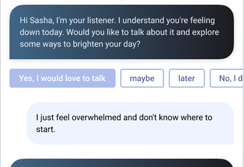 Screenshot showing a user interacting with an AI persona